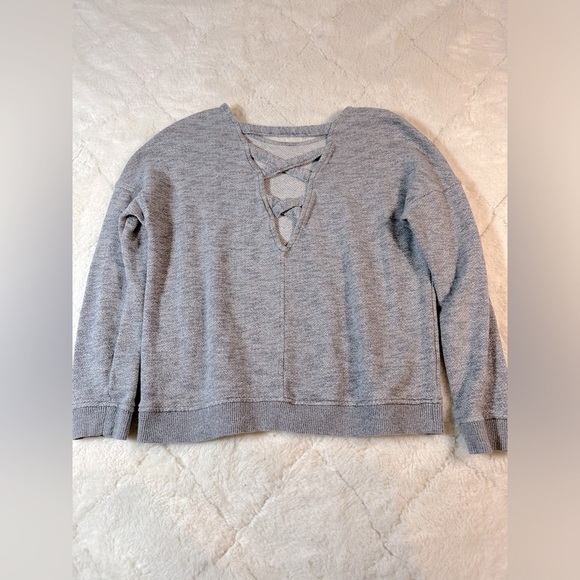 Gap Fit cross back wide semi crop sweat shirt women’s size S small gray - Picture 1 of 7